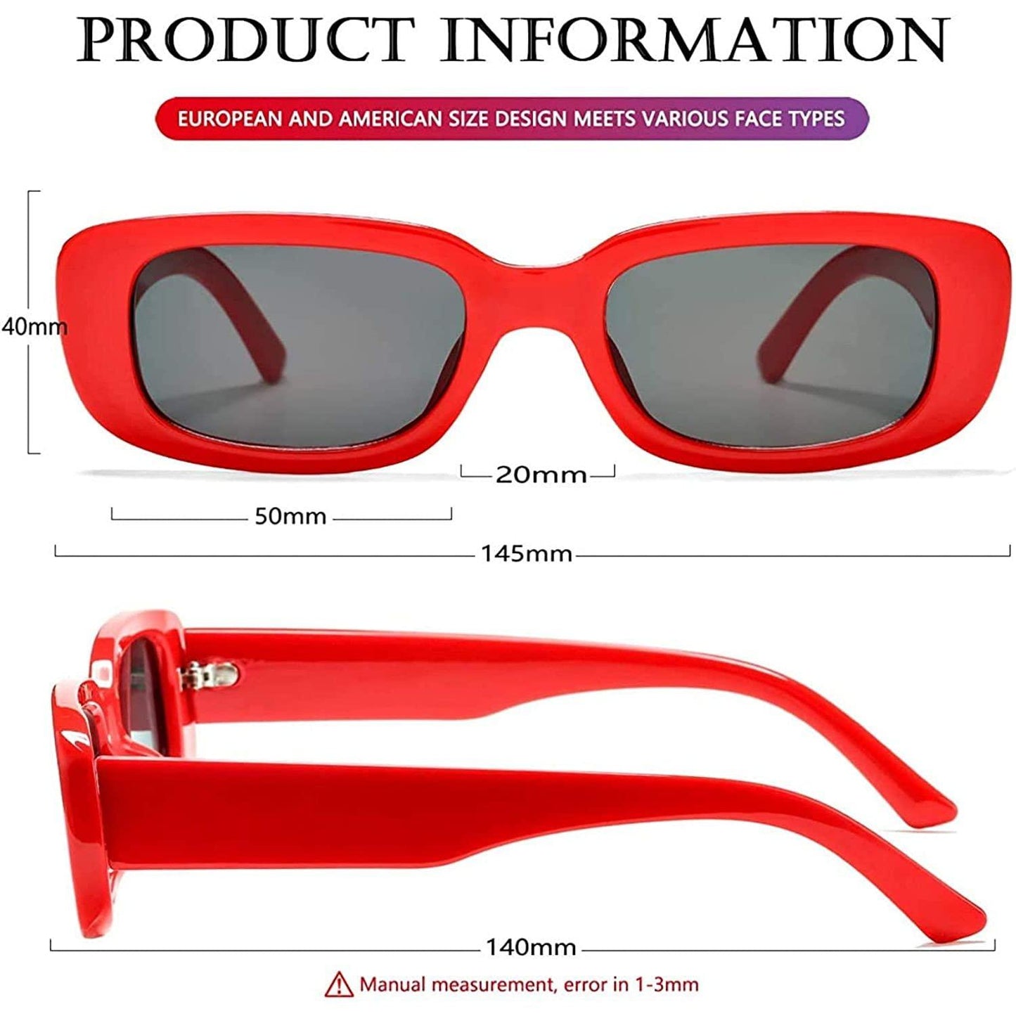 Unisex Free Size Rectangle Sunglasses