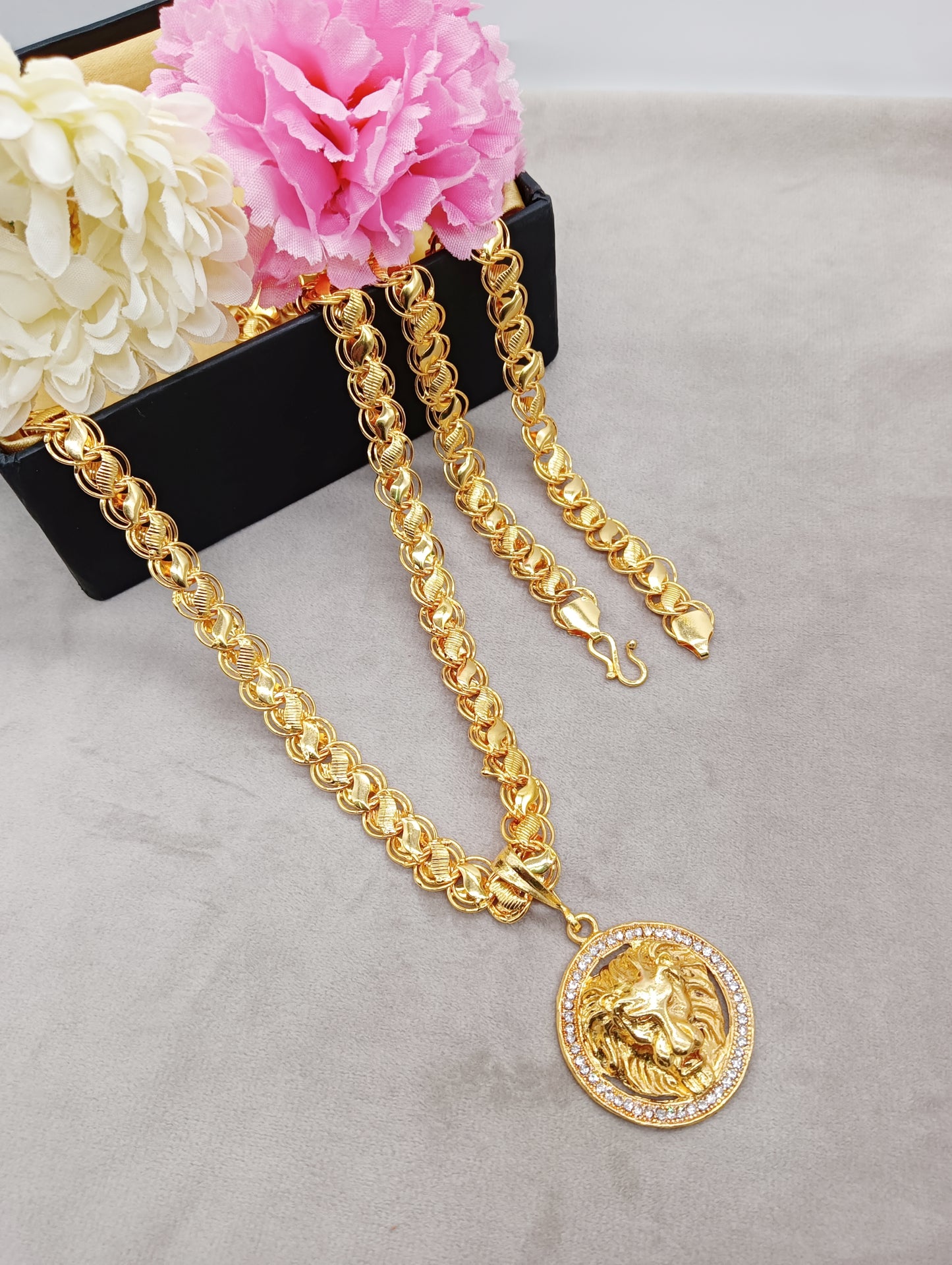 Luxurious Men's Gold Plated Pendant With Chain Vol 3