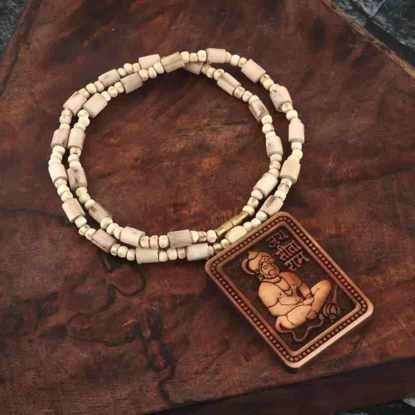 Tulsi Kanthi Mala With Hanuman Pendant for Men Wood Locket Set(Pack Of 1)